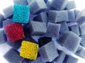 Small pieces of colorful sponge foams Royalty Free Stock Photo