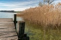 Small pier at the lake Pfaeffikersee in Zurich in Switzerland Royalty Free Stock Photo