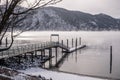 Small pier and quay in winter. Manson, WA