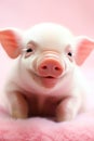 Small pig with big smile on its face and nose. Generative AI Royalty Free Stock Photo