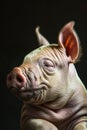 A small pig laying down on a black surface Royalty Free Stock Photo
