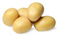 A Small Pile Of Clean Washed Potatoes On A White Isolated Background. Close-up.