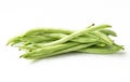 Small pile of green string beans on white background, close up organic string beans Royalty Free Stock Photo