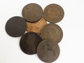 Small pile of large copper cents / penny`s Royalty Free Stock Photo