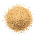 A pile of small light brown sesame seeds on a white background Royalty Free Stock Photo