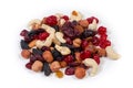 Small pile of mix of different nuts and dried fruits Royalty Free Stock Photo