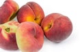 Peaches different varieties located left on a white background Royalty Free Stock Photo