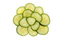 Small pile of sliced slices of fresh green cucumber isolated on white background. Royalty Free Stock Photo