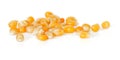 Small pile of unpopped popcorn corn kernel, isolated on white background