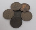 Small pile of vintage large copper cents and half cent