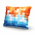 Realistic Pixel Pillow Icon: Detailed 32k Uhd Design In Orange And Blue