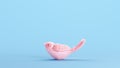 Small Pink Bird Plump Fluff Wings Tail Stylish Trendy Kitsch Blue Background Side View
