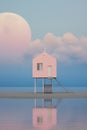 Small pink house on beach Royalty Free Stock Photo