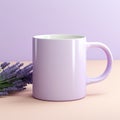 Lavender Flowers Mug On Yellow Background - Photorealistic Rendering