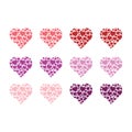 Many small hearts forming abstract shape on white background. Valentine`s day illustration, design. Vector