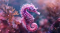 small pink seahorse in on a background of corals and algae Royalty Free Stock Photo