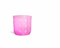 Small Pink Translucent Plastic Cup Isolated on White Background Royalty Free Stock Photo