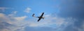 Small plane on blue sky background Royalty Free Stock Photo