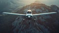 Small plane flying over mountains Royalty Free Stock Photo