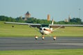Small plane landing Royalty Free Stock Photo