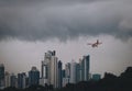 Small plane landing in Balboa city Royalty Free Stock Photo