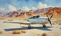 small plane parked in desert area Royalty Free Stock Photo