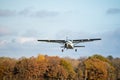 Small airplane taking off from the runway Royalty Free Stock Photo