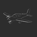 Small plane vector sketch. Hand drawn single engine propelled aircraft. Air tours wehicle. Royalty Free Stock Photo