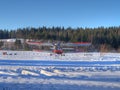 Small plane on snowy field