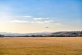 Small plane taking off on small airport in Ocova in Slovakia