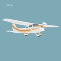 Small plane vector illustration. Single engine propelled aircraft. Royalty Free Stock Photo