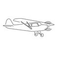 Small plane vector illustration. Single engine propelled aircraft line art.