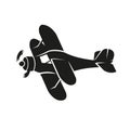 Small plane vector illustration. Single engine propelled biplane aircraft.