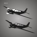 Small plane vector illustration. Single engine propelled passenger aircraft. Royalty Free Stock Photo