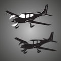Small plane vector illustration. Single engine propelled passenger aircraft. Royalty Free Stock Photo