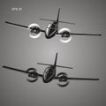Small plane vector illustration. Twin engine propelled aircraft. Business trip aircraft. Royalty Free Stock Photo