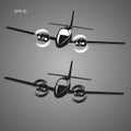 Small plane vector illustration. Twin engine propelled aircraft. Business aircraft. Royalty Free Stock Photo