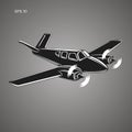 Small plane vector illustration. Twin engine propelled passenger aircraft. Royalty Free Stock Photo