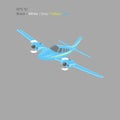 Small plane vector illustration. Twin engine propelled aircraft. Vector illustration. Royalty Free Stock Photo