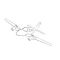 Small plane vector illustration. Twin engine propelled aircraft. Vector illustration. Hand drawn sketch style Royalty Free Stock Photo