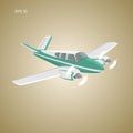 Small plane vector illustration. Twin engine propelled passenger aircraft. Royalty Free Stock Photo