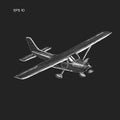 Small plane vector sketch. Hand drawn single engine propelled aircraft. Air tours wehicle. Royalty Free Stock Photo