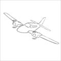 Small plane vector sketch. Hand drawn twin engine propelled aircraft. Air tours wehicle silhouette. Royalty Free Stock Photo