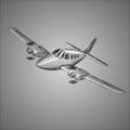 Small plane vector sketch. Hand drawn twin engine propelled aircraft. Air tours wehicle silhouette. Royalty Free Stock Photo