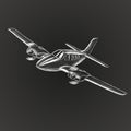 Small plane vector sketch. Hand drawn twin engine propelled aircraft. Air tours wehicle silhouette. Royalty Free Stock Photo