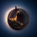 Small planet of a container terminal in the port of Hamburg Royalty Free Stock Photo