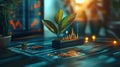 Growth in business innovative plant integration in technology spaces digital office environment. Generative AI