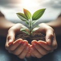 Small Plant Into The Ground - Hands Planting Young Tree With Sunlight And Flare Effects Royalty Free Stock Photo