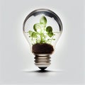 Small plant growing inside a lightbulb. Light Bulb with sprout inside.gemerative ai Royalty Free Stock Photo