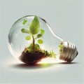 Small plant growing inside a lightbulb. Light Bulb with sprout inside.gemerative ai Royalty Free Stock Photo